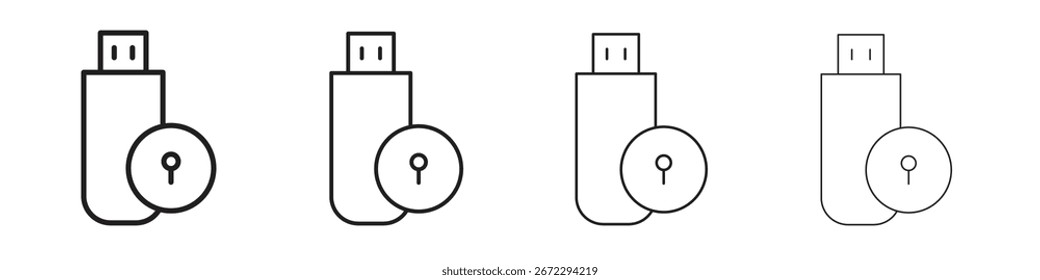 Pendrive security icon symbols collection. Vector EPS 10