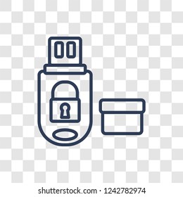 Pendrive security icon. Trendy linear Pendrive security logo concept on transparent background from Internet Security and Networking collection