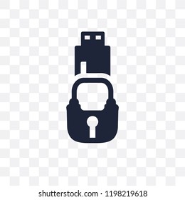 Pendrive security transparent icon. Pendrive security symbol design from Internet security collection. Simple element vector illustration on transparent background.