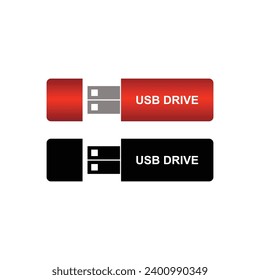 Pendrive usb flash memory vector. Pendrive USB Stick Icon Set - Black and red Vector Illustrations On Transparent Background