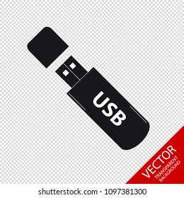 Pendrive USB Stick Icon - Vector Illustration - Isolated On Transparent Background