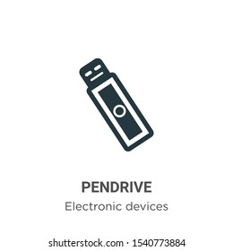 Pendrive vector icon on white background. Flat vector pendrive icon symbol sign from modern electronic devices collection for mobile concept and web apps design.