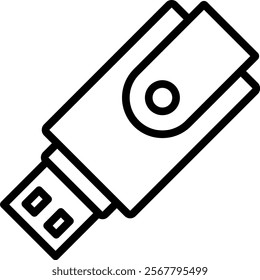 Pendrive Vector Lineal Icon On White Background.