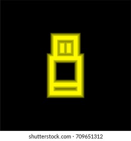 Pendrive yellow glowing neon ui ux icon. Glowing sign logo vector