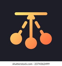 Pendulum animation orange solid gradient ui icon for dark theme. Back and forth motion. Film editing. Filled pixel perfect symbol on black space. Modern glyph pictogram for web. Isolated vector image