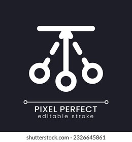 Pendulum Animation Pixel perfekt weiß lineares Icon für dunkles Thema. Bewegung hin und her. Filmbearbeitungsprogramm. Piktogramm der Vektorlinie. Identifiziertes Benutzeroberflächen-Symbol für den Nachtmodus. Bearbeitbarer Hub