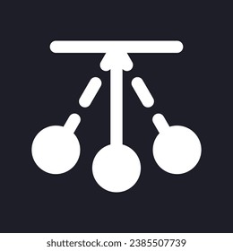 Pendulum animation white pixel perfect solid ui icon. Back and forth motion. Film editing. Silhouette symbol for dark mode. Glyph pictogram on black space for web, mobile. Vector isolated image