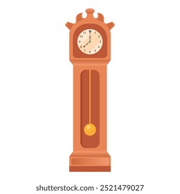 Reloj de péndulo de diseño plano. Antiguas abuelo reloj de piso de madera. Ilustración vectorial aislada.