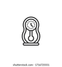 Pendulum clock line icon. linear style sign for mobile concept and web design. Retro wall clock outline vector icon. Symbol, logo illustration. Vector graphics