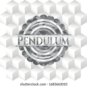 Pendulum grey badge with geometric cube white background