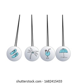 Pendulum Icon, Newton's Cradle. Rest consept Stock vector illustration isolated on white background.