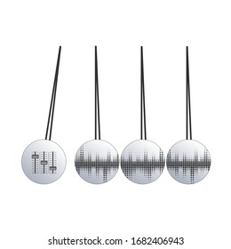 Pendulum Icon, Newton's Cradle with settings slider. music concept. Stock vector illustration isolated on white background.