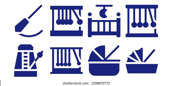 pendulum icon set. 8 filled pendulum icons. Simple modern icons about  - Metronome, Pendulum, Momentum, Newton cradle, Cradle