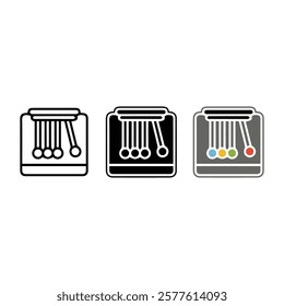 Pendulum Motion Icon | Outline, Black and White, and Color Vector