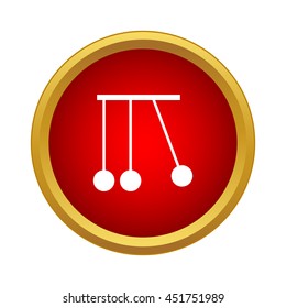 Pendulum of Newton icon in simple style in red circle. Mechanical system symbol