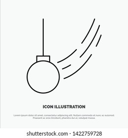 Pendulum, Swing, Tied, Ball, Motion Line Icon Vector