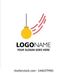Pendulum, Swing, Tied, Ball, Motion Business Logo Template. Flat Color