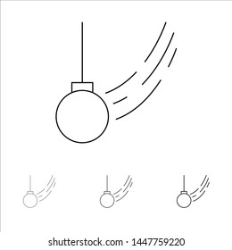 Pendulum, Swing, Tied, Ball, Motion Bold and thin black line icon set