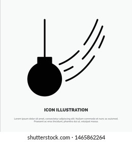 Pendulum, Swing, Tied, Ball, Motion solid Glyph Icon vector. Vector Icon Template background