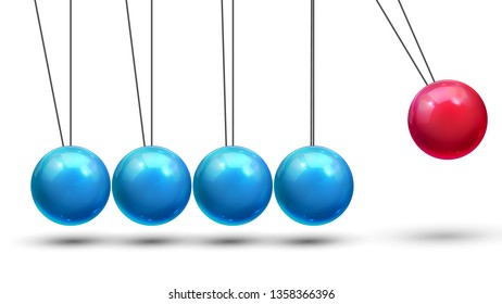 Pendulum Vector. Classic Pendulum With Metall Balls. Physics Motion. Business Leadership. Illustration