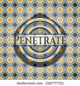 Penetrate arabic emblem background. Arabesque decoration.