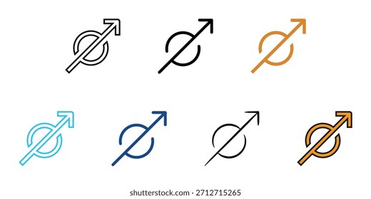 Penetrar conjunto de iconos de flecha colección de Vector de estilo múltiple. Trazo editable 
