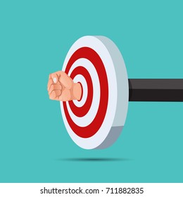 Penetrated target.Top target. Arm drill top target - vector illustration.