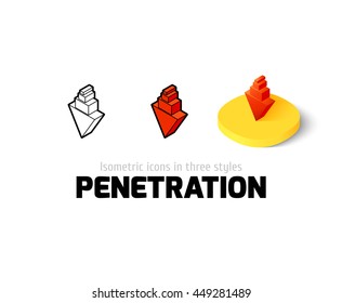 Penetration icon, vector symbol in flat, outline and isometric style