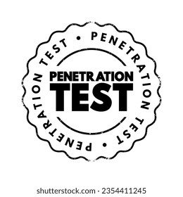 Penetration test - ethical hacking, is an authorized simulated cyberattack on a computer system, technology text concept stamp