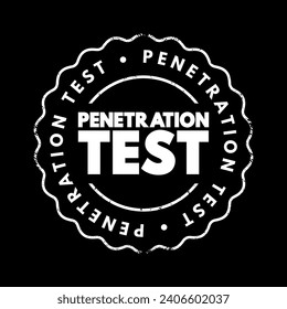 Penetration test - ethical hacking, is an authorized simulated cyberattack on a computer system, technology text concept stamp