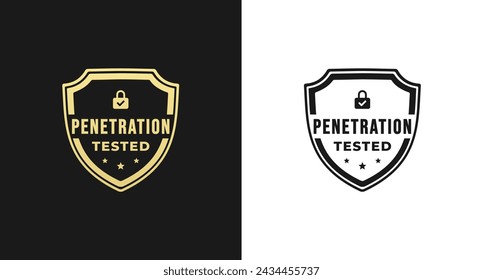 Etiqueta probada de penetración o vector de logotipo probado de penetración sobre fondo blanco y negro. Mejor logotipo de Penetración para diseño de impresión, producto, sitios web y más sobre Penetración probado.