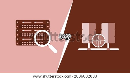 Penetration testing vs vulnerability scanning flat style background design.