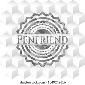 Penfriend grey emblem with cube white background