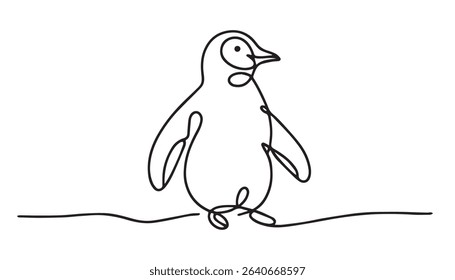 Pengoin one line art illustration, line art , victor art , digital drawing , Print, tatto design