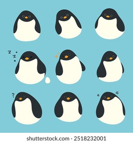 Penguin 4 cute on a White background, vector illustration.