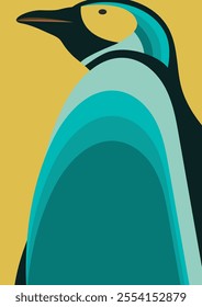 Penguin aesthetic cute vector illustration. Nursery simple art, kids design. Arctica poster