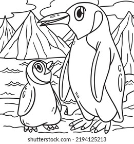 Penguin Animal Coloring Page Kids Stock Vector (Royalty Free ...