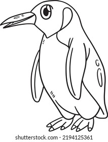 Penguin Animal Isolated Coloring Page for Kids