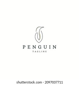 Penguin animal logo icon design template flat vector illustration