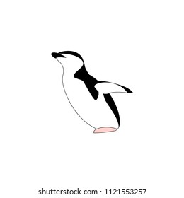 Penguin animal logo  vector. Black, white and pink icon