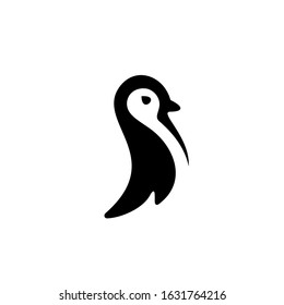 Penguin animal logo vector, happy penguin cartoon art logo. Emblem design on white background