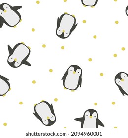 pinguino de animal escandinavo estilo textil envoltura de papel decoración tapicería niños ducha sin soldadura fondo de marea colores calmos pectorial amarillo gris