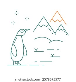 Penguin in Antarctic Habitat Vector Icon Design