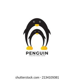 penguin art logo, happy penguin cartoon art logo