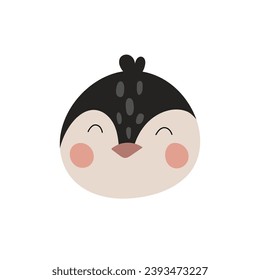 Penguin. Penguin avatar in flat style. Kids print in Scandinavian style. Doodle.