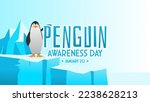 Penguin awareness day background vector flat style. Suitable for poster, cover, web, social media banner.