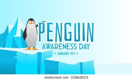 Penguin awareness day background vector flat style. Suitable for poster, cover, web, social media banner. svg