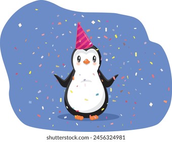 
Penguin Awareness Day Celebration Vector Cartoon illustration. Cheerful animal symbol of winter and Christmas 
