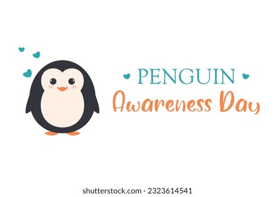 Penguin awareness day , cute cartoon character, penguin, holiday illustration with penguin in cartoon patterns