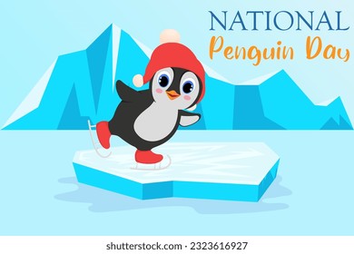 Penguin awareness day , cute cartoon character, penguin, holiday illustration with penguin in cartoon patterns